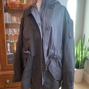 Akris Dark Brown Waterrepellant Hooded Utility Jacket Fall 2023